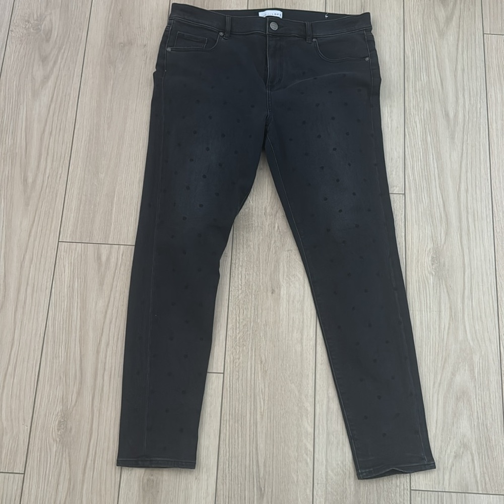 LOFT Faded Black Polka Dot Skinny Jeans - Picture 3 of 7